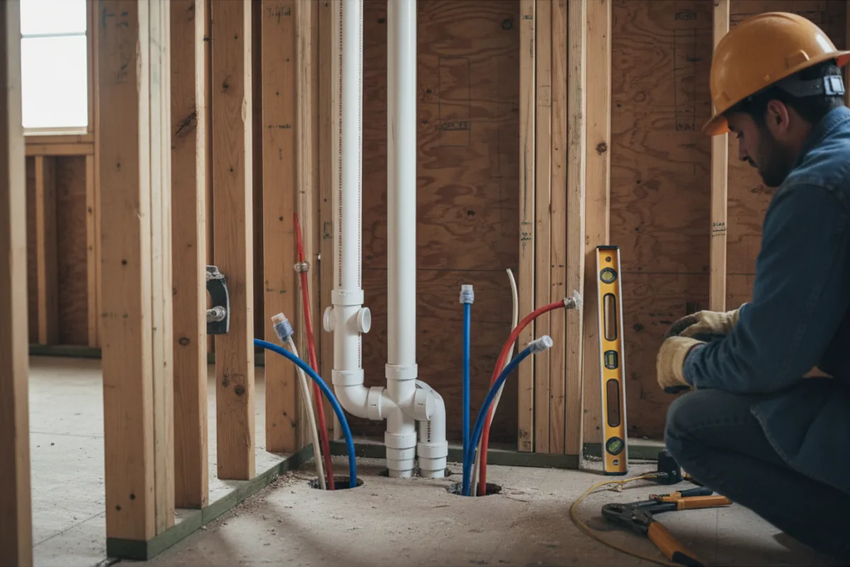 Drain and supply rough-in during Leak Detection in Mount Sherman